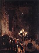 POEL, Egbert van der Celebration by Torchlight on the Oude Delft af oil painting artist